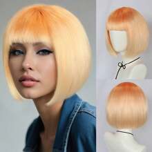 Fashion Women's BoBo Wigs, Short Straight Hair With Bangs Wigs, Multiple Pastel Colors Bob Anime Cosplay Wigs For Party Costume Wigs For Ladies, Pink Green Black Blonde Red Brown Blue White Purple Orange Yellow Rainbow Colorful Hairpiece For Holiday Comic Con Exhibition Celebration Daily Wigs For Birthday Gifts, Sassy Rockabilly Punk Cool Unique Rock & Roll 80s Wig