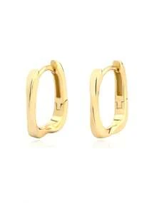 1 对简约 S925 银几何环形耳环，方形流线设计，优雅日常佩戴耳环，适合女性，理想礼物 - 耳環 - 查看 7