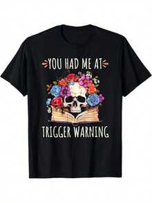 Camiseta de Calavera Romántica Oscura, 100% Algodón, Suave y Transpirable, Regalo de Halloween para Hombres y Mujeres, Negra (S-XXXL) - Negro - Ver 1