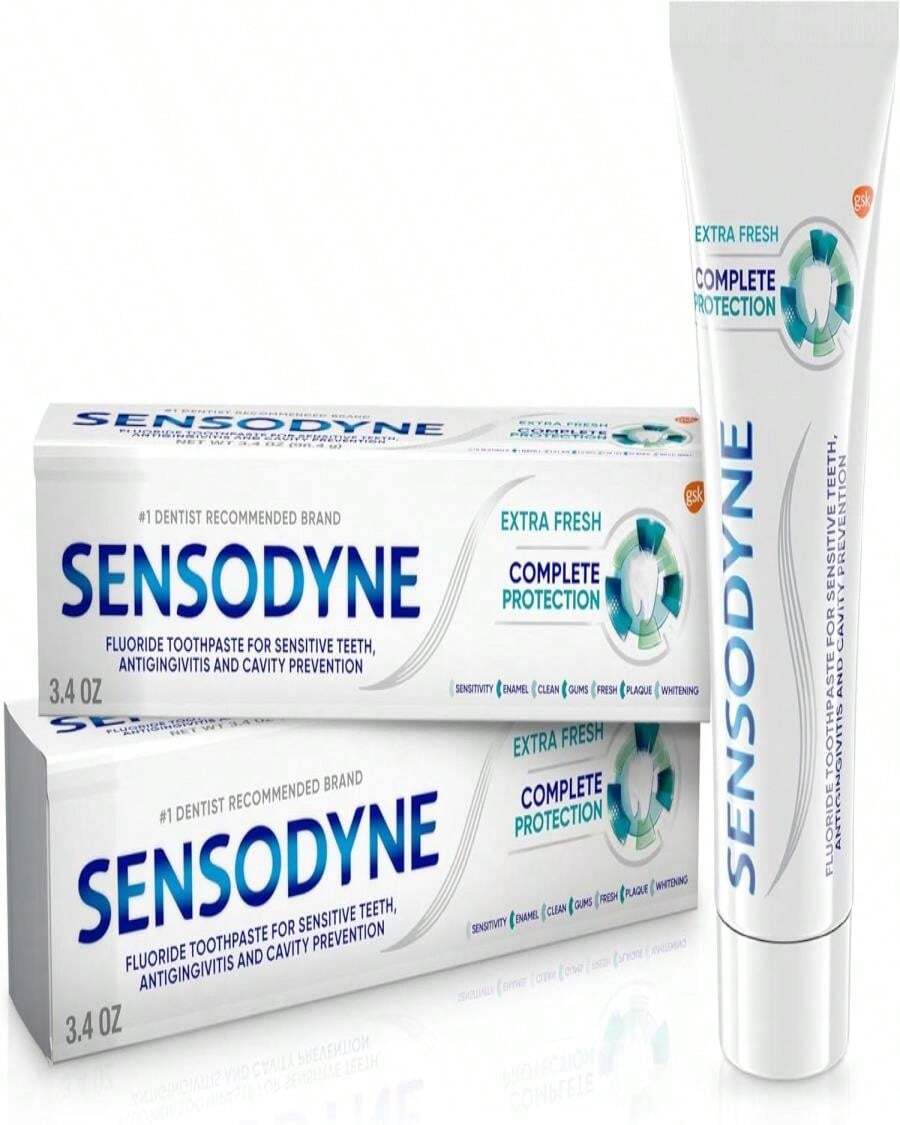 Sensodyne Complete Protection Sensitive Toothpaste For Gingivitis, Sensitive Teeth Treatment, Extra Fresh - 34 Ounces (Pack Of 2) - 白色 - 查看 1