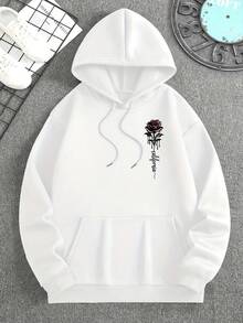 Herren Herbstkleidung, Hoodies für Herren, Rosenprint, Geschenke für Männer, Herren Herbstkleidung, Essentials Hoodie, Grafik Hoodie, Langarmshirts, Trainingsanzüge für Herren, Freundesgeschenke, Herbst- und Wintermuster Herren Hoodie Oberteil, Herren lässiges minimalistisches Muster bedruckter warmer Hoodie Sweatshirt, Langarm Kapuzensweatshirt mit Kordelzug und Tasche, Herrenkleidung, Pullover für Herren, Herrenmode - Weiss - Übersicht 2