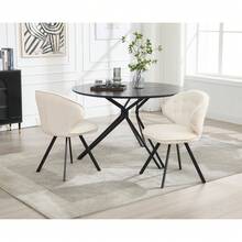 Chairus Kitchen Dining Chairs Set Of 2 Upholstered Side Chair In Chenille Fabric Comfortable Dining Room Chairs With Metal Legs - White - View 2