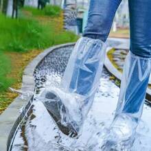 2 piezas de Cubiertas desechables para zapatos de lluvia - Impermeables, antideslizantes, de plástico duradero, cubiertas de pie de plástico transparente para actividades al aire libre, fáciles de poner y quitar, impermeables, protección contra la lluvia