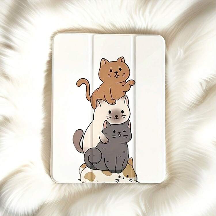 [Cute Cat Tablet Holder] Anti-Slip Adjustable Tablet Holder, Cute Cat Stackable Folding Kickstand With Pen Slot| Soft Protective Case For IPad Air 4th/5th (10.9"), IPad 7/8/9th (10.2"), IPad 5th/6th/Air 1/2 (9.7"), IPad Air 3rd (10.5"), IPad Pro (11"), IPad 10th Gen - iPad Air2 - iPad 第 5/6 代(9.7 吋) - 查看 1