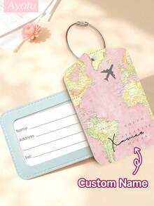 Ayotu Customized Airplane Map Pattern Luggage Tag (Can Be Customized With Name And Text), Travel Cruise Luggage Label, Backpack, Handbag And Schoolbag Label, Personalized Card Holder, Business ID Travel Tag, Essential For Group Travel, Activities And Company Trips, Creative Valentine's Day, Birthday And Holiday Gift - Multicolor - View 14
