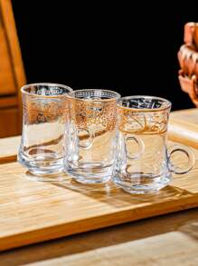 1 Set, Juego de Taza de Té Turca, Tazas de Té Marroquíes Chapadas en Oro, Juego de Vajilla Árabe Elegante - Incluye 6 Tazas y 6 Platillos, Apropiado para Fiestas y Té de la Tarde