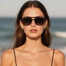 1 pieza Gafas de moda ovaladas clásicas para hombres y mujeres, estilo retro cuadrado, casual y sencillo, con forma de aviador personalizada