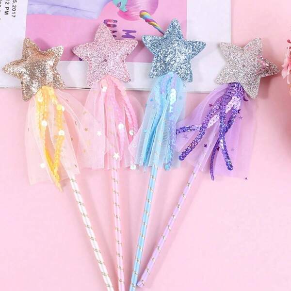 1pc/4pcs/8pcs PVC Magic Star Wand, Glowing Fairy Wands For Beach Party, Performance Props Halloween