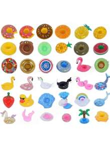 Juego de 6 portavasos inflables, figuras surtidas para piscina y playa, posavasos inflables con flamencos en color rosa dorado - ¡Agrega diversión y moda a tu fiesta de piscina y vacaciones en la playa!