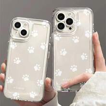 Funda Ultrafina a Prueba de Golpes y Resistente a las Manchas Nueva Funda Transparente para Teléfono con Huella de Pata Blanca, Adecuada para iPhone 16 15 14 13 12 11 XS XR X 7 8 12/13 Mini Plus Pro Max SE Cumpleaños/Día de San Valentín/Regalo para Novio/Novia Funda de Teléfono Minimalista y Premium - 1 pieza - Ver 7