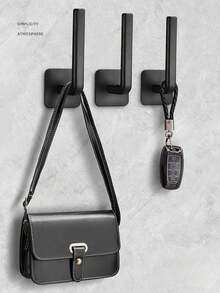 1/2/3个装L型免钻粘钩厨房浴室收纳粘钩免钻不留痕自粘式壁挂厨房阳台浴室宿舍收纳牢固不伤墙面实用挂钩 - 黑色 - 查看 4