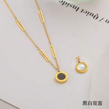 1 Pieza Collar de Acero Inoxidable con Números Romanos de Doble Cara Premium, Color Dorado Inalterable, Joyería de Estilo Versátil y para Mujeres, Collar Ligero de Acero de Titanio para Uso Diario