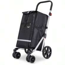 Hoppa Carrello For The Spesa Pieghevole Leggero Su 6 Ruote Resistant Robusto Colore: Nero