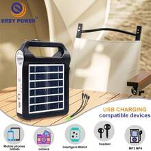 太阳能移动电源太阳能发电系统套件，带 LED 手电筒和太阳能电池板，可给手机充电，非常适合家庭、户外、庭院、野餐和房车使用