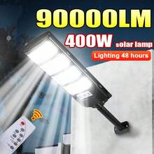 Đèn năng lượng mặt trời siêu mạnh 90000LM Đèn pha công suất cao 400W với đèn tường sân trong cảm ứng Đèn ngoài trời chống nước - màu đen - Xem 2