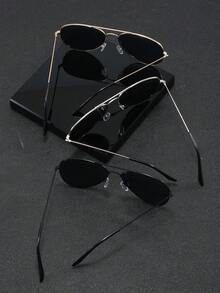 3pcs Men's Metal Frame Flat-Top Business Style Capable Advanced Retro Elegant Fashion Glasses Suitable For Business Trips And Commuting Business Meetings - 彩色 - 查看 3