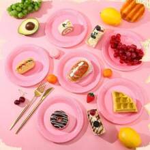 169 pièces Set de couverts rose clair, assiettes jetables, serviettes et gobelets, nappe de 137*274 cm - Pour servir 24 invités pour un anniversaire, un mariage, une fête, un pique-nique en famille, la Fête des Mères ou une remise de diplôme, Vaisselle en papier jetable