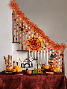 12pcs Bright Autumn Maple Leaf Wreath Vines, Very Suitable For Harvest Season Thanksgiving And Halloween Decorations, Multi-Functional Indoor And Outdoor Decorative Wreaths Simulated Maple Leaf Vines, Wedding Photo Scene Props, Birthday Party Holiday Decorations, Family Autumn Decoration, Room Decor, Home Decor