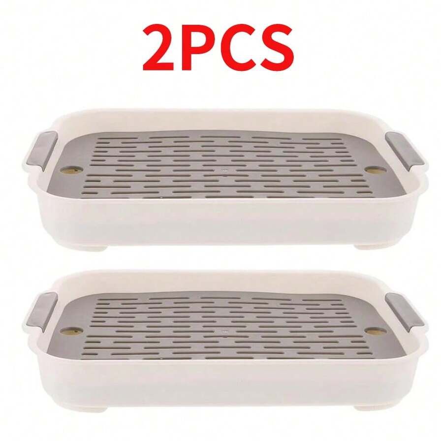 2PCS Pet Litter Pan Trainer Rabbit Potty Tray Rabbit Cage Litter Box Rabbit Toilet UK - Light Grey - View 1