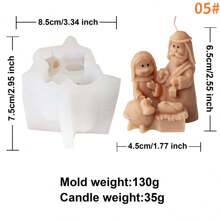 Molde de Silicone da Cena de Natividade, Vela de Cera Perfumada da Família Religiosa, DIY Mini Família de Jesus em Epóxi, Ferramenta de Artesanato de Arte Religiosa, Molde de Figurinha 3D para Decoração do Lar