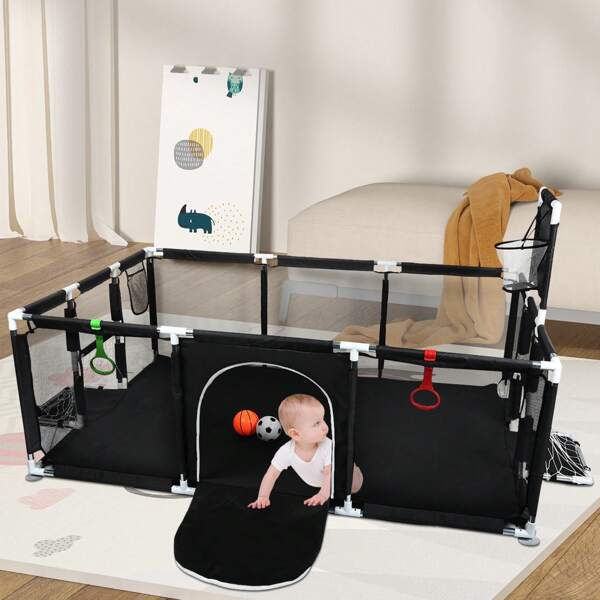 Baby-Laufstall - Tragbarer Kinderlaufstall mit Saugnapf und rutschfester Basis, 180 x 120 x 66 cm, Babybarriere, geeignet für den Innen- und Außenbereich