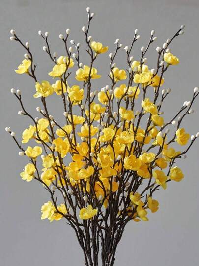 1/3/6Piece/Set Of Lifelike Plum Blossom Artificial Flowers - Long Stem Silk Branches For Diy Arrangements, Centerpieces & Home Decor - Perfect For Weddings, Engagements & Indoor/Outdoor Celebrations Bouquet Accessories Flower Vases Home Decor