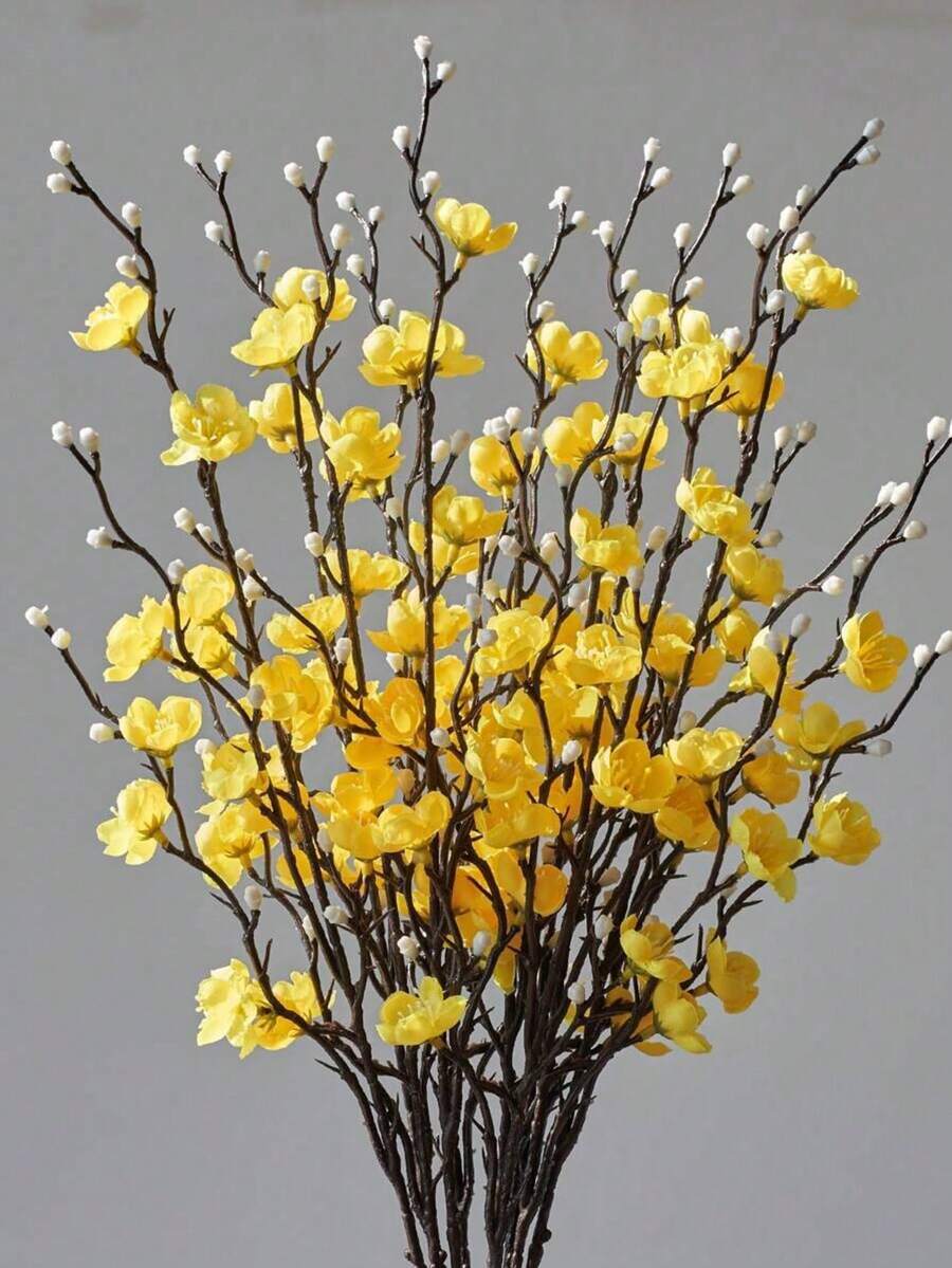 1/3/6Piece/Set Of Lifelike Plum Blossom Artificial Flowers - Long Stem Silk Branches For Diy Arrangements, Centerpieces & Home Decor - Perfect For Weddings, Engagements & Indoor/Outdoor Celebrations Bouquet Accessories Flower Vases Home Decor