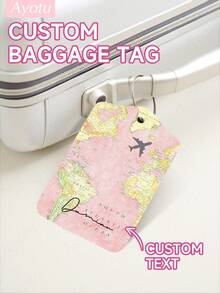 Ayotu Customized Airplane Map Pattern Luggage Tag (Can Be Customized With Name And Text), Travel Cruise Luggage Label, Backpack, Handbag And Schoolbag Label, Personalized Card Holder, Business ID Travel Tag, Essential For Group Travel, Activities And Company Trips, Creative Valentine's Day, Birthday And Holiday Gift - Multicolor - View 4
