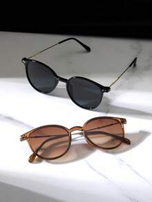 2pcs Small Square Fashion Glasses, Unisex Classic Retro Fashion Glasses For Driving Traveling, Stylish Decorative Fashion Glasses For Men & Women For Summer Beach Vacation,Outdoor,Travel