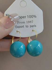 2 pares/set o individual Pendientes de óvalo geométrico de resina acrílica de colores tipo macaron para mujeres, diseño minimalista adecuado para primavera/verano, citas, fiestas, ir y venir, multiocasiones - Redondo multicolor - Ver 8