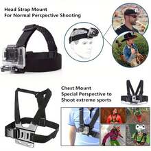 3/5/6件套运动相机配件胸带背心式头带，适用于Hero 13、12、11、10、9、8、7、6、5、4、Session、3+、3、Hero (2018)、Fusion、Osmo Action、AKASO等运动相机。 - 彩色 - 查看 3