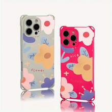 Funda para teléfono 1 pieza. Las cuatro esquinas del diseño de patrón floral se pueden utilizar para colgar el teléfono. Es Adecuado El TPU Impreso Suave De 14 Pro 16 15 Plus 13 12 - Colores mixtos 3 - Ver 3