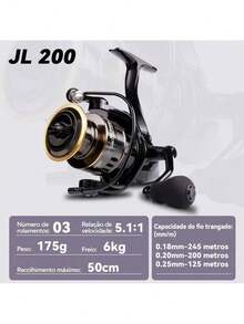 Molinete de Pesca HD1000-7000 - Metal EVA com Arraste 10kg para Água Salgada e Mar - JL 200 - Visão 1