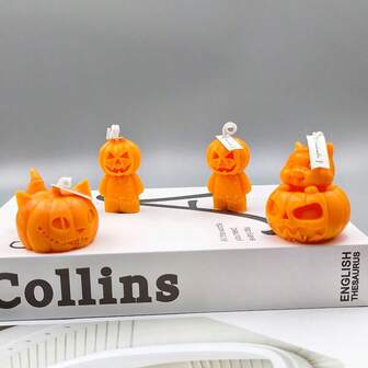 Wholesale Cute Halloween Skull & Pumpkin Scented Candles, Handmade Candle Ornaments, Halloween Gift Across Borders