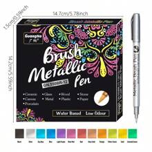 12er Set Metallic Marker, wasserfest und lichtbeständig farbige Malerstifte für Felsen Malerei, Basteln, DIY Fotoalben, Holz, Kunststoff, Keramik, Glas, Metall, Stein, Stoff, Leder und Papier Schulanfang