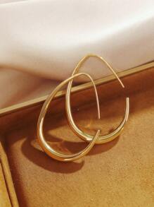 Boucles d'oreilles à créoles légères en forme de larme pour femmes, grandes boucles d'oreilles ovales dorées brillantes avec languette, bijoux d'énoncé hautement polis, cadeau pour femmes et adolescentes, boucles d'oreilles à créoles en forme de U simples pour femmes - été - bijoux