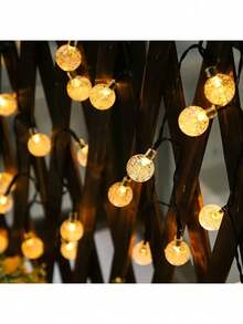 Đèn dây LED năng lượng mặt trời hình cầu pha lê 20/30/50/100/200 bóng, dài 16.4/22.9/39.3ft, trang trí ngoài trời cho Halloween, Giáng sinh, Lễ Tạ ơn, Đám cưới, Tiệc vườn - Màu trắng ấm, đổi màu, màu trắng trơn, chống nước IP44 - Nhiều màu - Xem 4