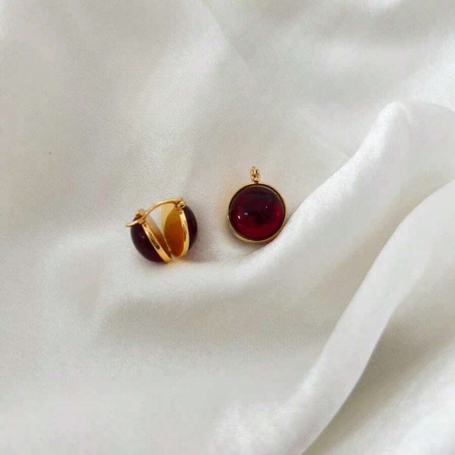 1 par de pendientes de aro rojos retro, pendientes de moda minimalistas personalizados, versátiles para el estilo callejero, regalo para mujeres