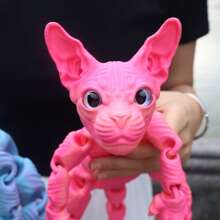 1 件 50 厘米/19.69 英寸 3D 打印巨型狮身人面像猫雕像，无毛猫家居装饰，逼真的仿真眼睛，全身可活动关节，彩虹系列猫装饰，节日装饰礼物，圣诞节，万圣节装饰，猫爱好者的完美礼物 - 彩色 - 查看 6