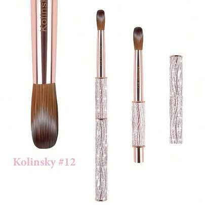 1 Stück PU-Leder, funkelnder Strass Nagelbürste, Kolinsky Acryl Pinsel, Acryl Pulver Nagelbürste (Pink, Größe #8-#12)