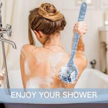 1pc Silicone Body Cleaning Brush, Long Handle Back Scrubber, For Shower Scrub, Exfoliating, Soft Silicone Bath Brush For Men, Women And Kids, Deep Cleansing Exfoliating Bathroom Use (Multi-Color Available)