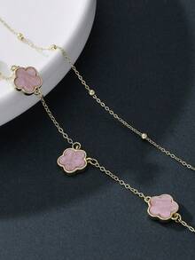 1 件时尚优雅的女士四叶草吊坠多层项链，适合派对（由于手工切割，链上的珠子数量可能有所不同，但最终长度保持不变）