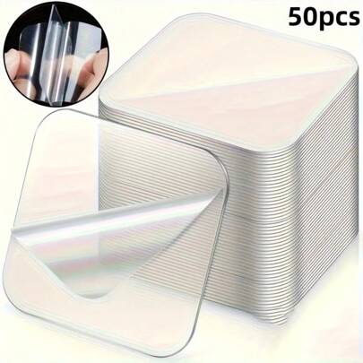 10/50片装强力双面胶带透明可移除纳米胶带，适用于悬挂物品、家居、地毯、纳米双面胶带衣架