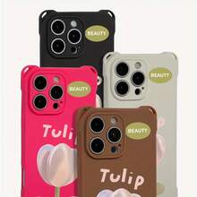 Funda de teléfono 1 pieza, diseño de patrón de tulipán con cuatro esquinas, funda de teléfono colgante S es adecuada 16 Plus 13 Pro 15 12 14 TPU impreso suave - Colores mixtos 2 - Ver 4
