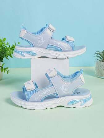 1 Pair Children's Fashion Soft Durable Soft-Sole Sports Sandals, PU Hook And Loop Boys Girls Outdoor Non-Slip Wear-Resistant Casual Flat Sandals, Suitable For Summer