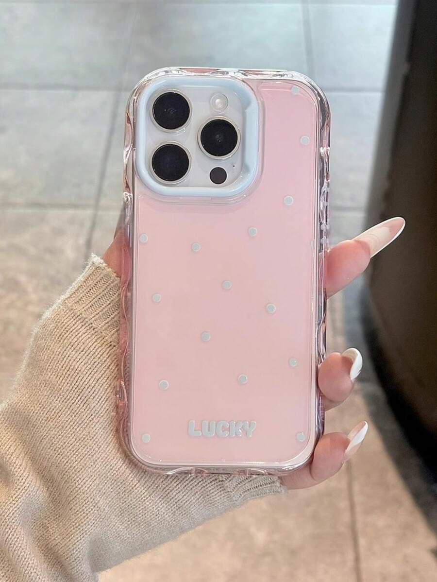 1 pieza Funda de teléfono 16 Pro Max con lunares, color verde pastel, cubierta protectora de moda compatible con las series 15/16/14, adecuada para mujeres, a prueba de agua, a prueba de golpes y resistente a los arañazos