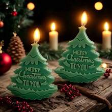 1 pieza Molde de vela de árbol de Navidad, Feliz Navidad, Manualidades DIY de yeso jabonoso y resina para decoraciones de fiesta de Navidad y regalos creativos