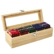 1pc Bamboo Tea Bag Organizer With Transparent Glass Lid - Multi-Compartment Storage Box For Tea, Coffee, And Desk Supplies, Natural Wood Finish, Colorful Tea Bag Display, Perfect For Kitchen Or Office Organization, Tea Storage, Shelf Baskets Back To School