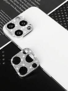 （1片装）一体式钻石相机镜头保护膜，适用于 16 Pro Max/16/16 Pro/16 Plus/15 Pro Max/15/15 Pro/15 Plus/14 Pro Max/14/14 Pro/14 Plus/13 Pro Max/13/13 Pro/12/11，闪亮相机镜头保护膜，3D闪光水晶钻石防水防刮闪亮圆点金属装饰贴纸，银色防水防震防指纹全覆盖 - 銀色 - 查看 4