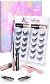 DEJAVIA Magnetic Lashes [10 Pairs], Premium Natural Looking, Reusable Lightweight Wispy Strong Magnetic Eyelashes With Applicator And Tweezers, No Glue Needed - White - View 1